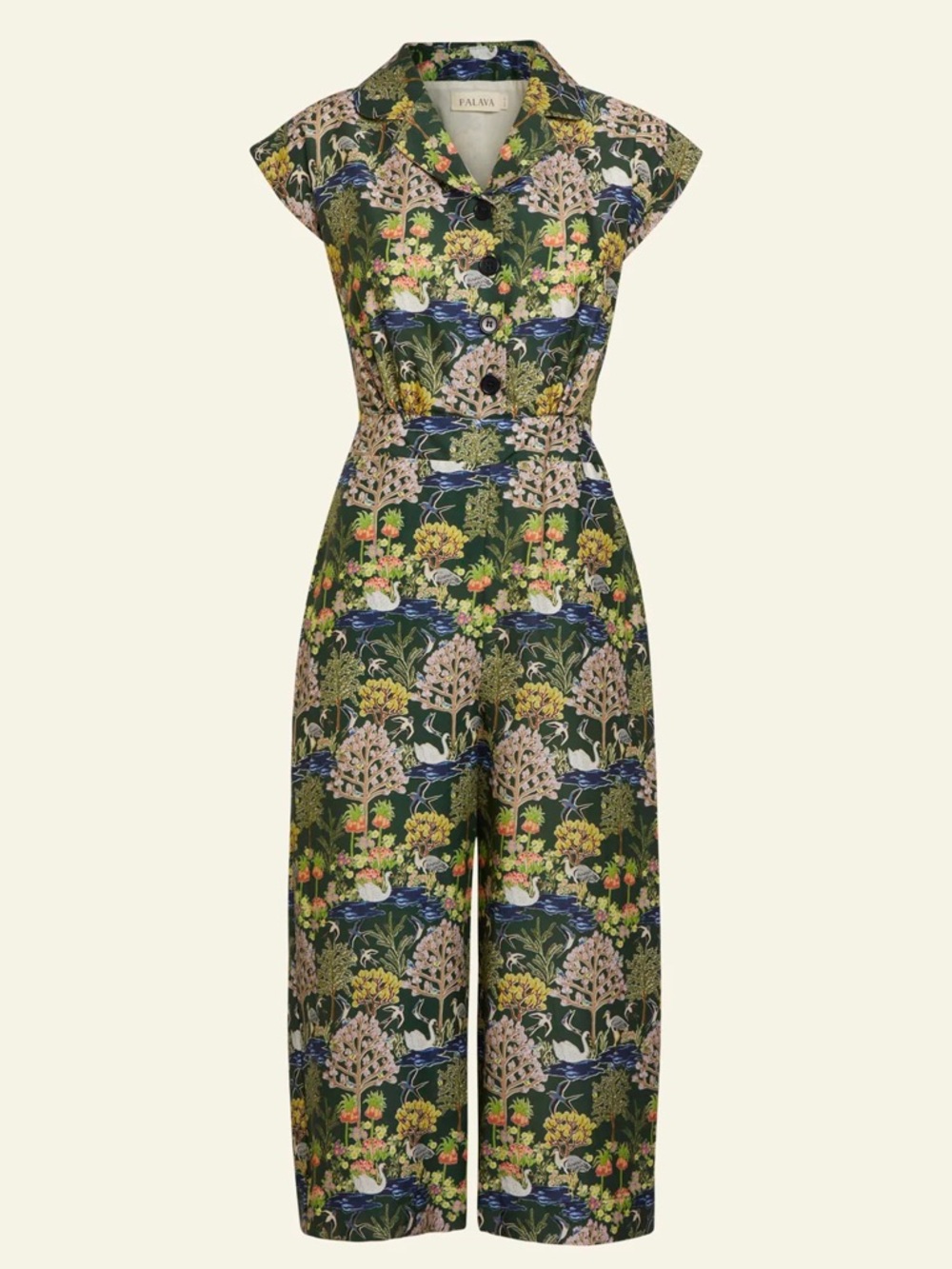Palava Francesca - Green Botanical Gardens Tencel Jumpsuit UK 12/US 8 - Like New - Picture 3 of 16